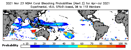 Current Bleaching Heat Stress Outlook Probability - Alert Level 2