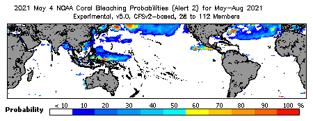 Current Bleaching Heat Stress Outlook Probability - Alert Level 2