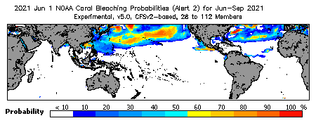 Current Bleaching Heat Stress Outlook Probability - Alert Level 2