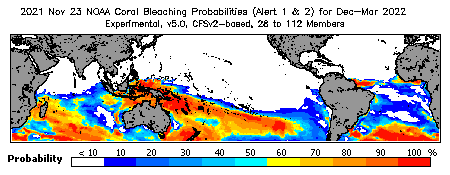 Current Bleaching Heat Stress Outlook Probability - Alert Levels 1 and 2