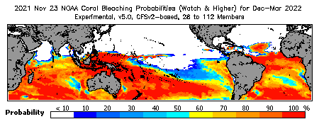 Current Bleaching Heat Stress Outlook Probability - Watch and higher