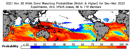 Current Bleaching Heat Stress Outlook Probability - Watch and higher