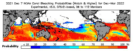 Current Bleaching Heat Stress Outlook Probability - Watch and higher