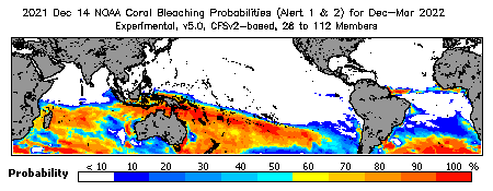 Current Bleaching Heat Stress Outlook Probability - Alert Levels 1 and 2