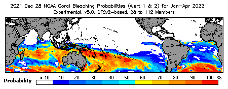 Current Bleaching Heat Stress Outlook Probability - Alert Levels 1 and 2