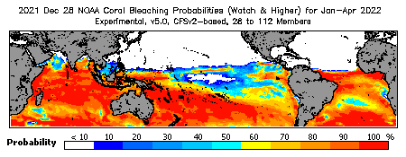 Current Bleaching Heat Stress Outlook Probability - Watch and higher