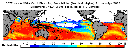 Current Bleaching Heat Stress Outlook Probability - Watch and higher