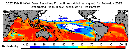 Current Bleaching Heat Stress Outlook Probability - Watch and higher