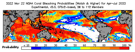 Current Bleaching Heat Stress Outlook Probability - Watch and higher