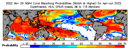 Current Bleaching Heat Stress Outlook Probability - Watch and higher