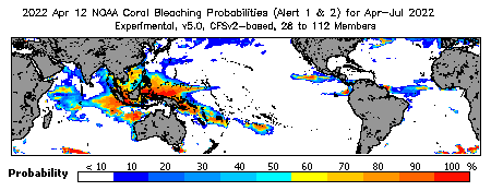 Current Bleaching Heat Stress Outlook Probability - Alert Levels 1 and 2