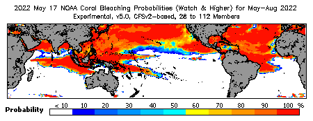 Current Bleaching Heat Stress Outlook Probability - Watch and higher