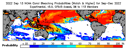 Current Bleaching Heat Stress Outlook Probability - Watch and higher