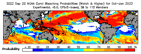 Current Bleaching Heat Stress Outlook Probability - Watch and higher