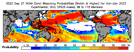 Current Bleaching Heat Stress Outlook Probability - Watch and higher