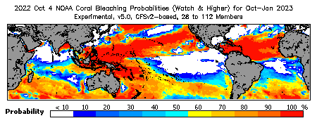 Current Bleaching Heat Stress Outlook Probability - Watch and higher