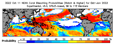 Current Bleaching Heat Stress Outlook Probability - Watch and higher