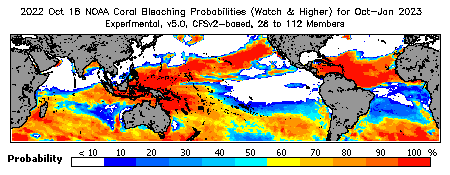 Current Bleaching Heat Stress Outlook Probability - Watch and higher