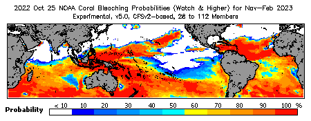 Current Bleaching Heat Stress Outlook Probability - Watch and higher