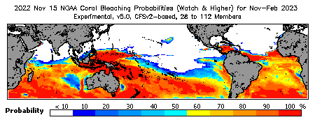 Current Bleaching Heat Stress Outlook Probability - Watch and higher