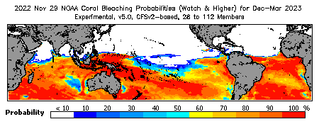 Current Bleaching Heat Stress Outlook Probability - Watch and higher