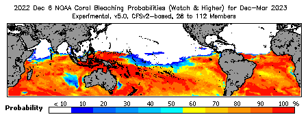 Current Bleaching Heat Stress Outlook Probability - Watch and higher