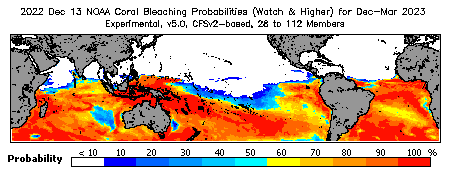 Current Bleaching Heat Stress Outlook Probability - Watch and higher