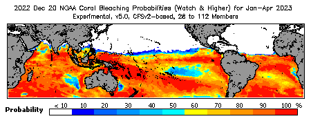 Current Bleaching Heat Stress Outlook Probability - Watch and higher