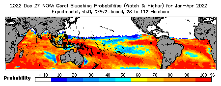 Current Bleaching Heat Stress Outlook Probability - Watch and higher