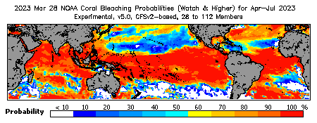 Current Bleaching Heat Stress Outlook Probability - Watch and higher