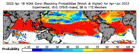 Current Bleaching Heat Stress Outlook Probability - Watch and higher