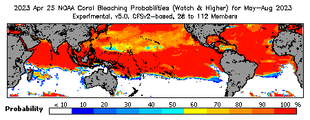 Current Bleaching Heat Stress Outlook Probability - Watch and higher