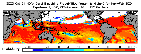 Current Bleaching Heat Stress Outlook Probability - Watch and higher