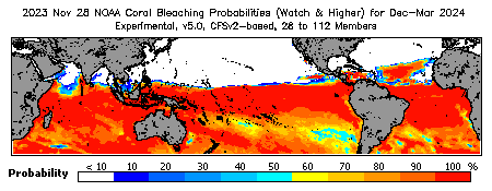 Current Bleaching Heat Stress Outlook Probability - Watch and higher