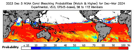 Current Bleaching Heat Stress Outlook Probability - Watch and higher