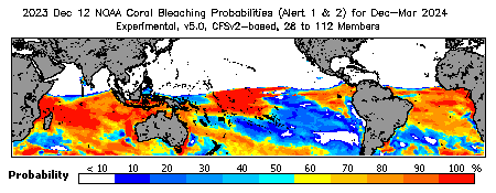 Current Bleaching Heat Stress Outlook Probability - Alert Levels 1 and 2