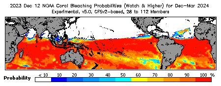 Current Bleaching Heat Stress Outlook Probability - Watch and higher