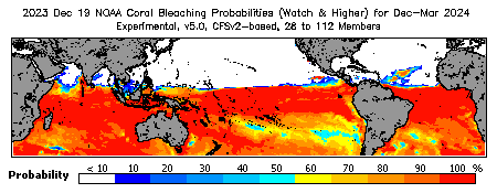 Current Bleaching Heat Stress Outlook Probability - Watch and higher