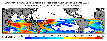 Current Bleaching Heat Stress Outlook Probability - Alert Level 2