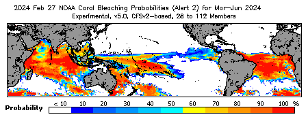 Current Bleaching Heat Stress Outlook Probability - Alert Level 2