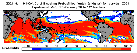 Current Bleaching Heat Stress Outlook Probability - Watch and higher