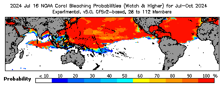 Current Bleaching Heat Stress Outlook Probability - Watch and higher
