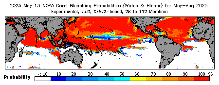 Current Bleaching Heat Stress Outlook Probability - Watch and higher