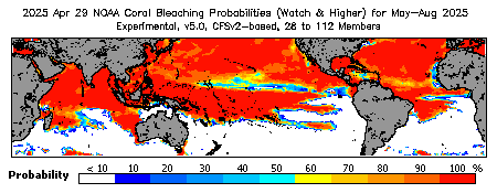 Current Bleaching Heat Stress Outlook Probability - Watch and higher