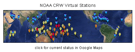 Coral Reef Watch 50km Virtual Stations map